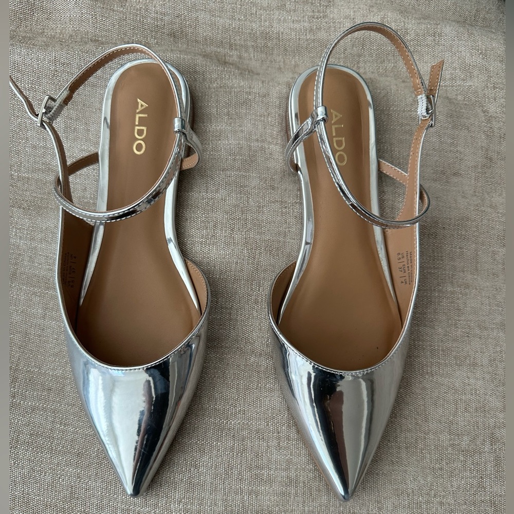 Aldo Silver Sandals with Ankle Strap